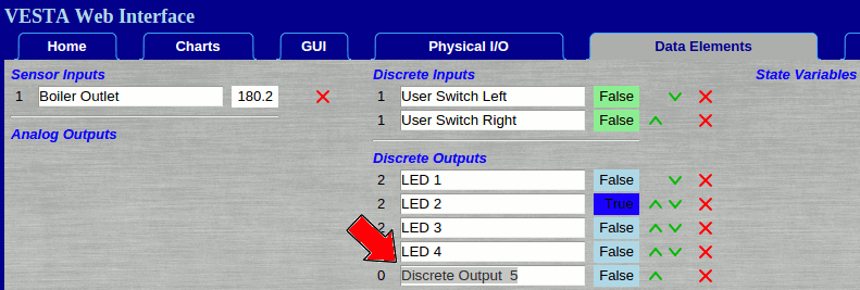 A screenshot of a discrete output being renamed